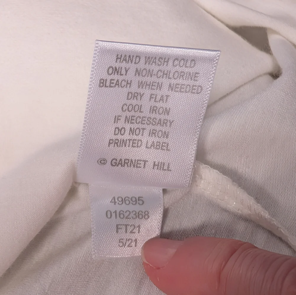 Garnet Hill Freya Silk Top Cream V-Neck Short Sleeve Blouse M - Picture 9 of 10